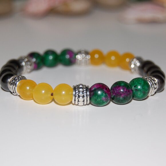 Gemstone Bracelet,Multicolor Stone Beads,Magnetic Beads - Picture 1 of 3